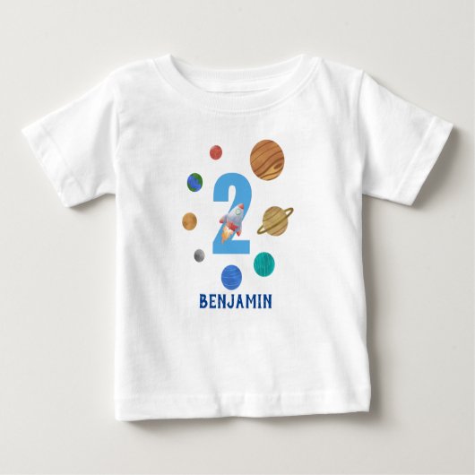 第2誕生日シス太陽のテム惑星 ベビーTシャツ (正面)
