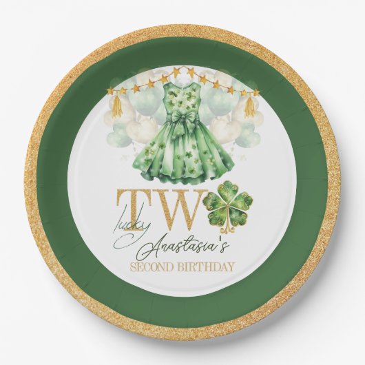 第2誕生日セントパトリックの日パーソナライズされた ペーパープレート (正面)