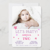 第2誕生日パーティーカウトピンクスターズ招待状 招待状 (正面)