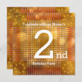 第2誕生日パーティー – ゴールデン招待状 招待状 (正面/裏面)