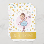 第2誕生日パーティー|プリンセスバレリーナイントゥトゥ 招待状 (正面/裏面)