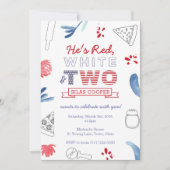 第2誕生日ピザパーティー赤と青 招待状 (正面)