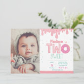 第2誕生日ピンクドーナツ招待状(写真) 招待状 (スタンド正面)