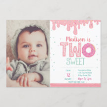 第2誕生日ピンクドーナツ招待状(写真)