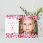 第2誕生日ピンクパーティーナンバーフォト招待状 招待状 (スタンド正面)