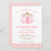 第2誕生日ピンクリトルカボチャが2回転 招待状 (正面/裏面)