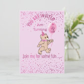 第2誕生日ピンク招待状 招待状 (スタンド正面)