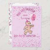 第2誕生日ピンク招待状 招待状 (正面/裏面)