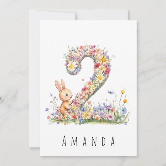 第2誕生日フローラツー&バニーカード 招待状 (正面)
