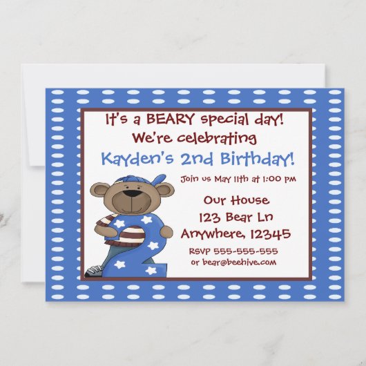 第2誕生日ベアボーイズ招待状 招待状 (正面)