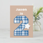 第2誕生日ボーイ名前をカスタムするブループレイドB02 招待状 (スタンド正面)