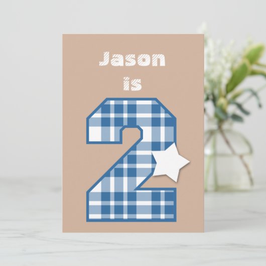 第2誕生日ボーイ名前をカスタムするブループレイドB02 招待状 (スタンド正面)