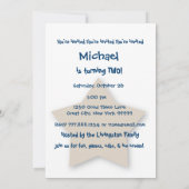 第2誕生日ボーイ名前をカスタムするブループレイドB02 招待状 (裏面)