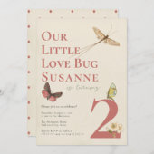 第2誕生日ラブバグベビーガール招待状 招待状 (正面/裏面)