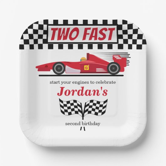 第2誕生日レッドレースカー2速 ペーパープレート (正面)