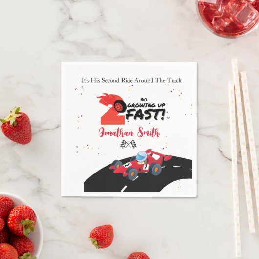 第2誕生日レッドレースカー スタンダードカクテルナプキン (インサイチュ)