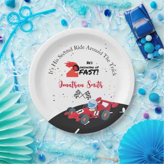 第2誕生日レースカー紙プレート ペーパープレート (パーティー)