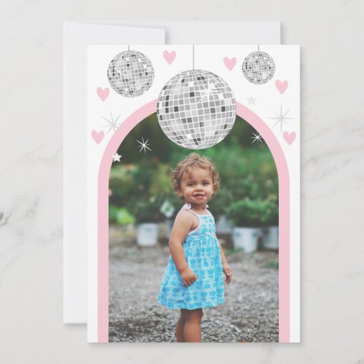 第2誕生日ヴァレンティネスハートレトロディスコアーチ 招待状 (裏面)