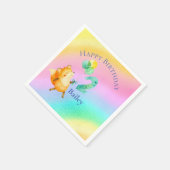 第2誕生日名前をカスタムするレインボーバルーン スタンダードカクテルナプキン (角)