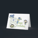 第2誕生日少年アニマルカード（ドット付き） カード<br><div class="desc">この2回目の誕生日カードは、象、キリン、ライオンとお金を青と熱い緑の円とドットで囲んで示す。</div>