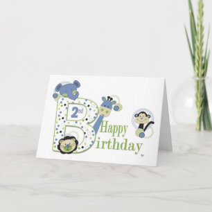 第2誕生日少年アニマルカード（ドット付き） カード