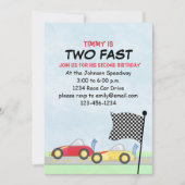 第2誕生日少年レース車かわいい2速 招待状 (正面)