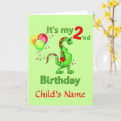 第2誕生日恐竜 カード (黄色い花)