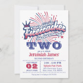 第2誕生日愛国的な1小さな爆竹 招待状 (正面)