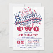 第2誕生日愛国的な1小さな爆竹 招待状 (正面)
