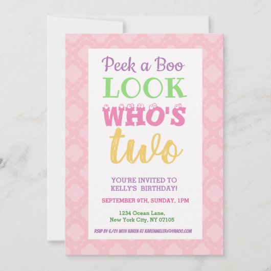 第2誕生日招待状のスローガン 招待状 (正面)