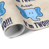 第2誕生日男の子E01Zのためのかわいく青い象の顔 ラッピングペーパー (ロールコーナー)