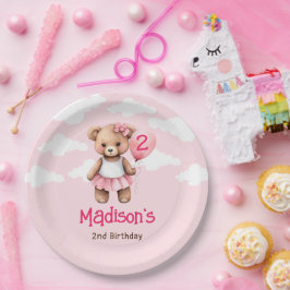 第2誕生日紙プレートベアテーマ ペーパープレート