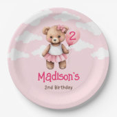 第2誕生日紙プレートベアテーマ ペーパープレート (正面)