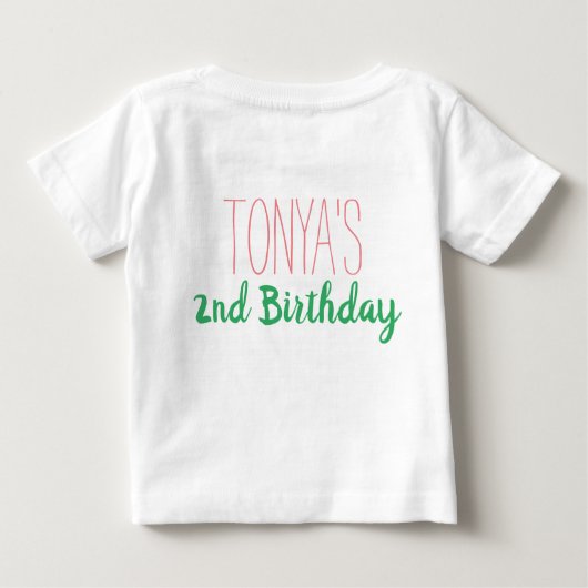 第2誕生日2のtiiのフルーツのようなワイシャツは実を結びます ベビーTシャツ (裏面)