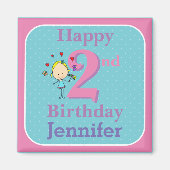 第2誕生日、2歳、女の子 マグネット (正面)