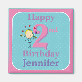 第2誕生日、2歳、女の子 マグネット