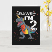 第2誕生日Tレックス恐竜 カード (黄色い花)