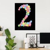 第2風船誕生日パーティー装飾バナー ポスター (ホームオフィス)