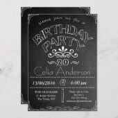 第20チャルクボード誕生祝い招待状 招待状 (正面/裏面)