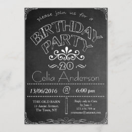 第20チャルクボード誕生祝い招待状 招待状