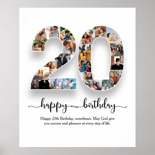 第20パーソナライズされた誕生日コラージポスター ポスター (正面)
