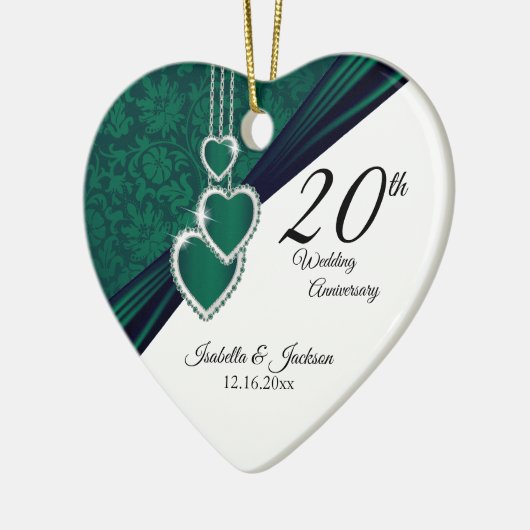 第20写真とのエメラルドの写真の結婚記念日 セラミックオーナメント (左)