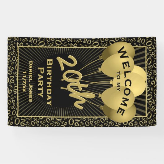 第20回ウェルカムブラック&金ゴールド乱数パターン20 横断幕 (横)