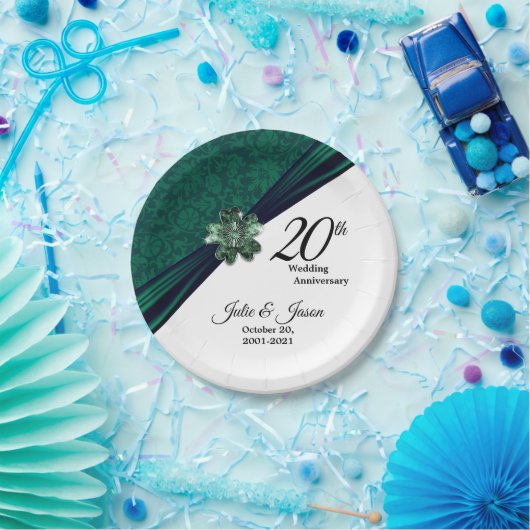 第20回エメラルドの結婚記念日デザイン ペーパープレート (パーティー)