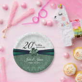 第20回エメラルドダマスクウェディングアニバーサリーデザイン ペーパープレート (パーティー)