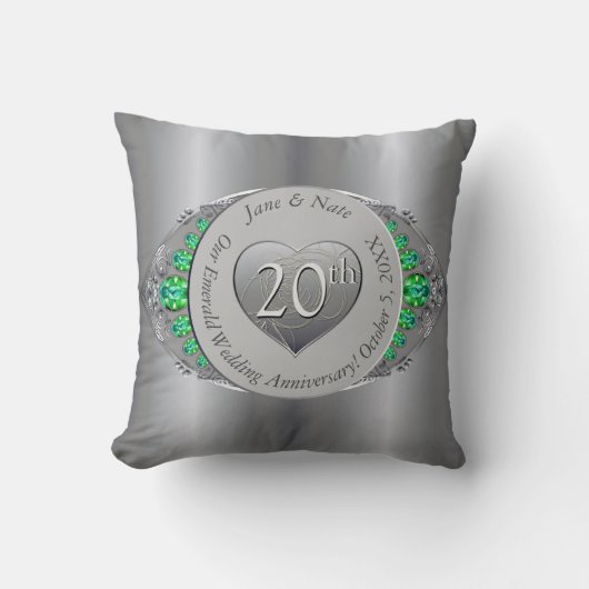 第20回エメラルド&プラチ結婚ナ記念日 クッション (正面)