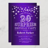 第20回サプライズ誕生日 – パープルホワイト 招待状 (正面/裏面)