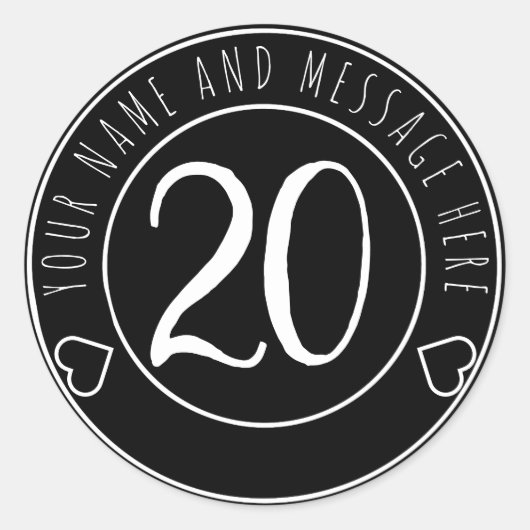 第20回バースデーパシンプルーティモダンー白黒 ラウンドシール (正面)