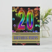 第20回バースデーパーティーへの招待（気泡あり） 招待状 (スタンド正面)