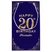 第20回バースデーパーティー海軍ブルーと金ゴールドグリッター スモールペーパーバッグ (裏面)